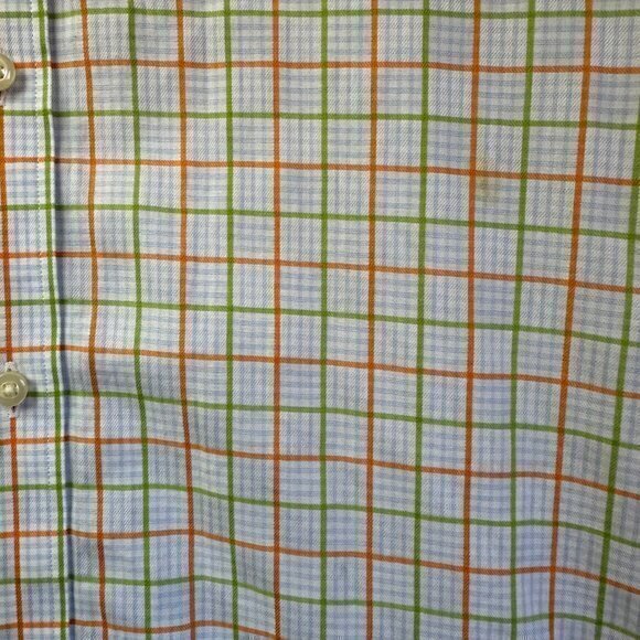 JACK STONE BY THOMAS DEAN button up shirt men XL orange green plaid flip cuff - Picture 3 of 6